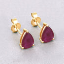 1.60 Carat Genuine Ruby 10K Yellow Gold Earrings-4