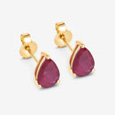 1.60 Carat Genuine Ruby 10K Yellow Gold Earrings-6