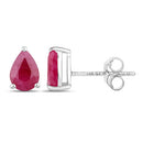 1.60 Carat Genuine Ruby 14K White Gold Earrings-2
