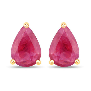 1.60 Carat Genuine Ruby 14K Yellow Gold Earrings