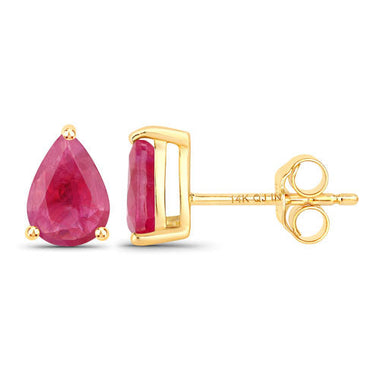 1.60 Carat Genuine Ruby 14K Yellow Gold Earrings - 0