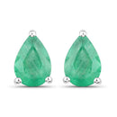 1.30 Carat Genuine Zambian Emerald 10K White Gold Earrings-1