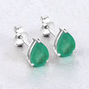 1.30 Carat Genuine Zambian Emerald 10K White Gold Earrings-4