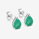 1.30 Carat Genuine Zambian Emerald 10K White Gold Earrings-6