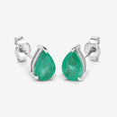 1.30 Carat Genuine Zambian Emerald 10K White Gold Earrings-7