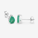 1.30 Carat Genuine Zambian Emerald 10K White Gold Earrings-8