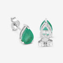 1.30 Carat Genuine Zambian Emerald 10K White Gold Earrings-9