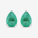 1.30 Carat Genuine Zambian Emerald 10K White Gold Earrings-10