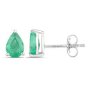 1.30 Carat Genuine Zambian Emerald 10K White Gold Earrings-2