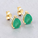 1.30 Carat Genuine Zambian Emerald 10K Yellow Gold Earrings-4