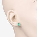 1.30 Carat Genuine Zambian Emerald 10K Yellow Gold Earrings-5