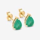 1.30 Carat Genuine Zambian Emerald 10K Yellow Gold Earrings-6