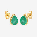1.30 Carat Genuine Zambian Emerald 10K Yellow Gold Earrings-7