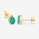 1.30 Carat Genuine Zambian Emerald 10K Yellow Gold Earrings-8