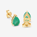 1.30 Carat Genuine Zambian Emerald 10K Yellow Gold Earrings-9