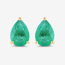 1.30 Carat Genuine Zambian Emerald 10K Yellow Gold Earrings-10