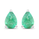 1.30 Carat Genuine Zambian Emerald 14K White Gold Earrings-1