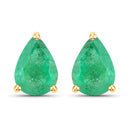 1.30 Carat Genuine Zambian Emerald 14K Yellow Gold Earrings-1