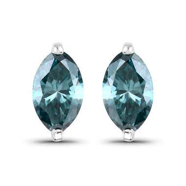0.69 Carat Genuine Blue Diamond 14K White Gold Earrings - 0