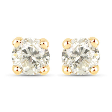 1.01 Carat Genuine LB Diamond 14K Yellow Gold Earrings - 0