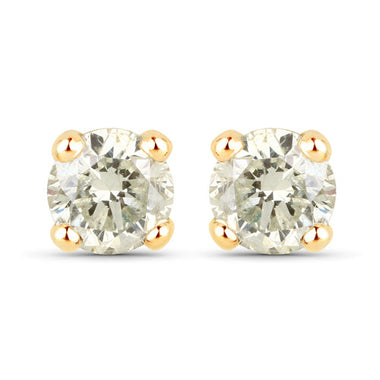 0.86 Carat Genuine LB Diamond 14K Yellow Gold Earrings - 0