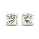 0.71 Carat Genuine White Diamond 14K White Gold Earrings-2