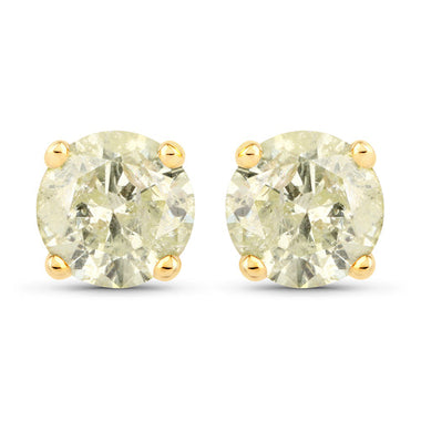 1.12 Carat Genuine LB Diamond 14K Yellow Gold Earrings - 0
