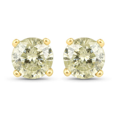 1.15 Carat Genuine LB Diamond 14K Yellow Gold Earrings - 0