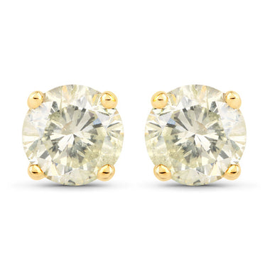 1.24 Carat Genuine LB Diamond 14K Yellow Gold Earrings - 0
