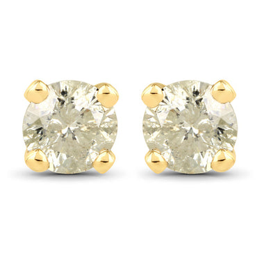 0.92 Carat Genuine LB Diamond 14K Yellow Gold Earrings - 0