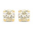 0.98 Carat Genuine LB Diamond 14K Yellow Gold Earrings-2