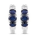 1.66 Carat Genuine Blue Sapphire and White Topaz .925 Sterling Silver Earrings-7