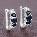 1.66 Carat Genuine Blue Sapphire and White Topaz .925 Sterling Silver Earrings-8
