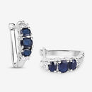 1.66 Carat Genuine Blue Sapphire and White Topaz .925 Sterling Silver Earrings-10