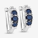 1.66 Carat Genuine Blue Sapphire and White Topaz .925 Sterling Silver Earrings-11
