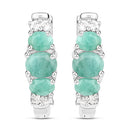 1.30 Carat Genuine Emerald and White Topaz .925 Sterling Silver Earrings-2
