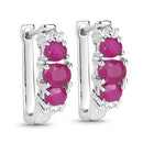1.66 Carat Genuine Ruby and White Topaz .925 Sterling Silver Earrings-5