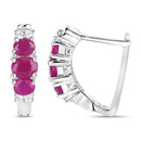 1.66 Carat Genuine Ruby and White Topaz .925 Sterling Silver Earrings-6