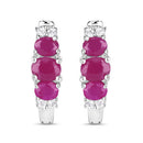 1.66 Carat Genuine Ruby and White Topaz .925 Sterling Silver Earrings-7
