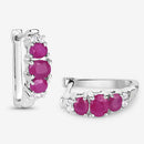 1.66 Carat Genuine Ruby and White Topaz .925 Sterling Silver Earrings-10