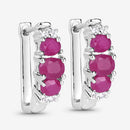 1.66 Carat Genuine Ruby and White Topaz .925 Sterling Silver Earrings-11
