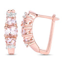 1.32 Carat Genuine Morganite and White Topaz .925 Sterling Silver Earrings-6