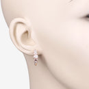 1.32 Carat Genuine Morganite and White Topaz .925 Sterling Silver Earrings-9
