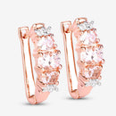 1.32 Carat Genuine Morganite and White Topaz .925 Sterling Silver Earrings-11