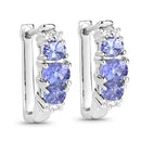 1.52 Carat Genuine Tanzanite and White Topaz .925 Sterling Silver Earrings-4
