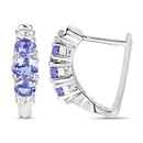 1.52 Carat Genuine Tanzanite and White Topaz .925 Sterling Silver Earrings-5