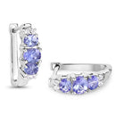 1.52 Carat Genuine Tanzanite and White Topaz .925 Sterling Silver Earrings-6