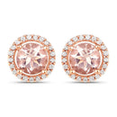 0.93 Carat Genuine Morganite and White Diamond 14K Rose Gold Earrings-7