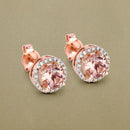 0.93 Carat Genuine Morganite and White Diamond 14K Rose Gold Earrings-10