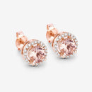 0.93 Carat Genuine Morganite and White Diamond 14K Rose Gold Earrings-11